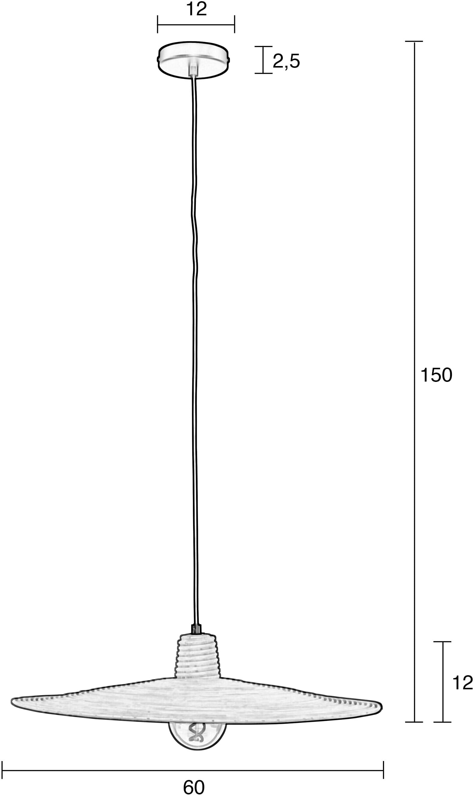 Zuiver Hanglamp 'Balance' Rotan, Ø60cm, kleur Zwart