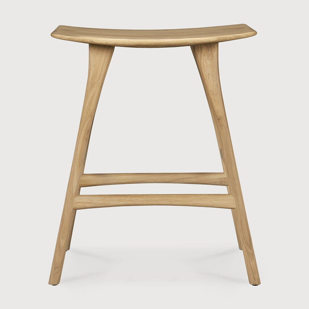 Ethnicraft Barkruk 'Osso' Geolied Eikenhout, kleur Naturel (zithoogte 65cm)