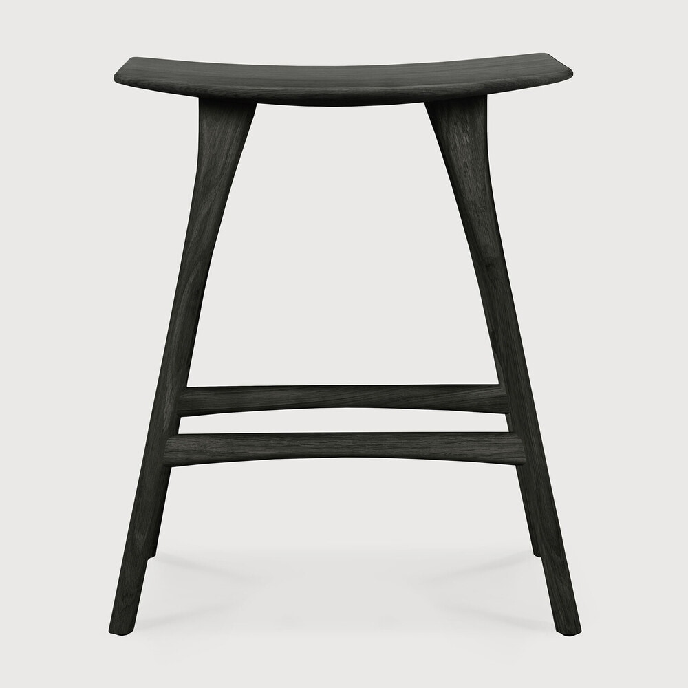 Ethnicraft Barkruk 'Osso' Gevernist Eikenhout, kleur Zwart (zithoogte 65cm)