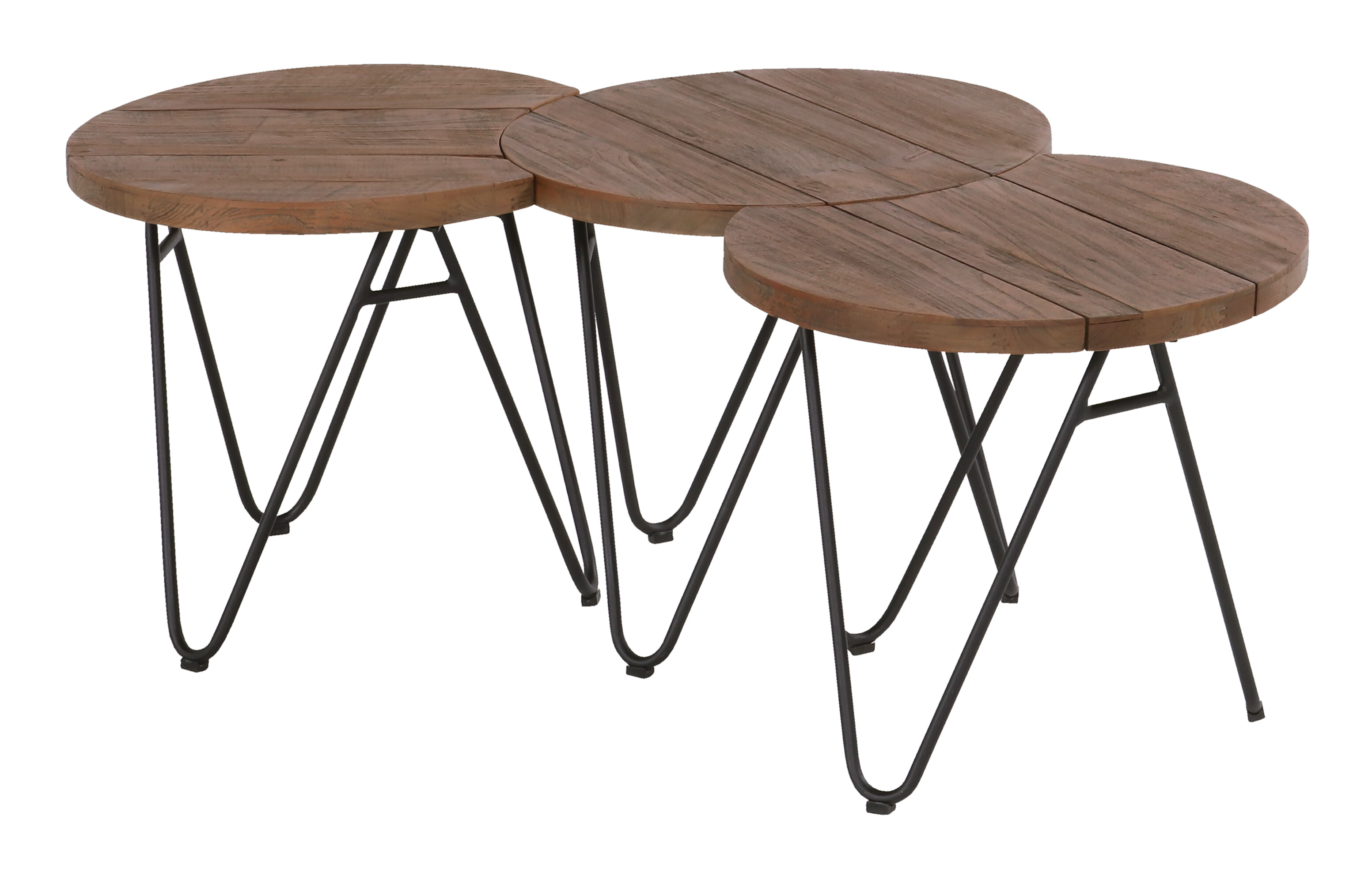 Hartman Outdoor Ronde Bijzettafel 'Sophie' Teakhout/Zwart, 50cm, Set van 3 stuks Hartman Outdoor Ronde Bijzettafel 'Sophie' Teakhout/Zwart, 50cm, Set van 3 stuks
