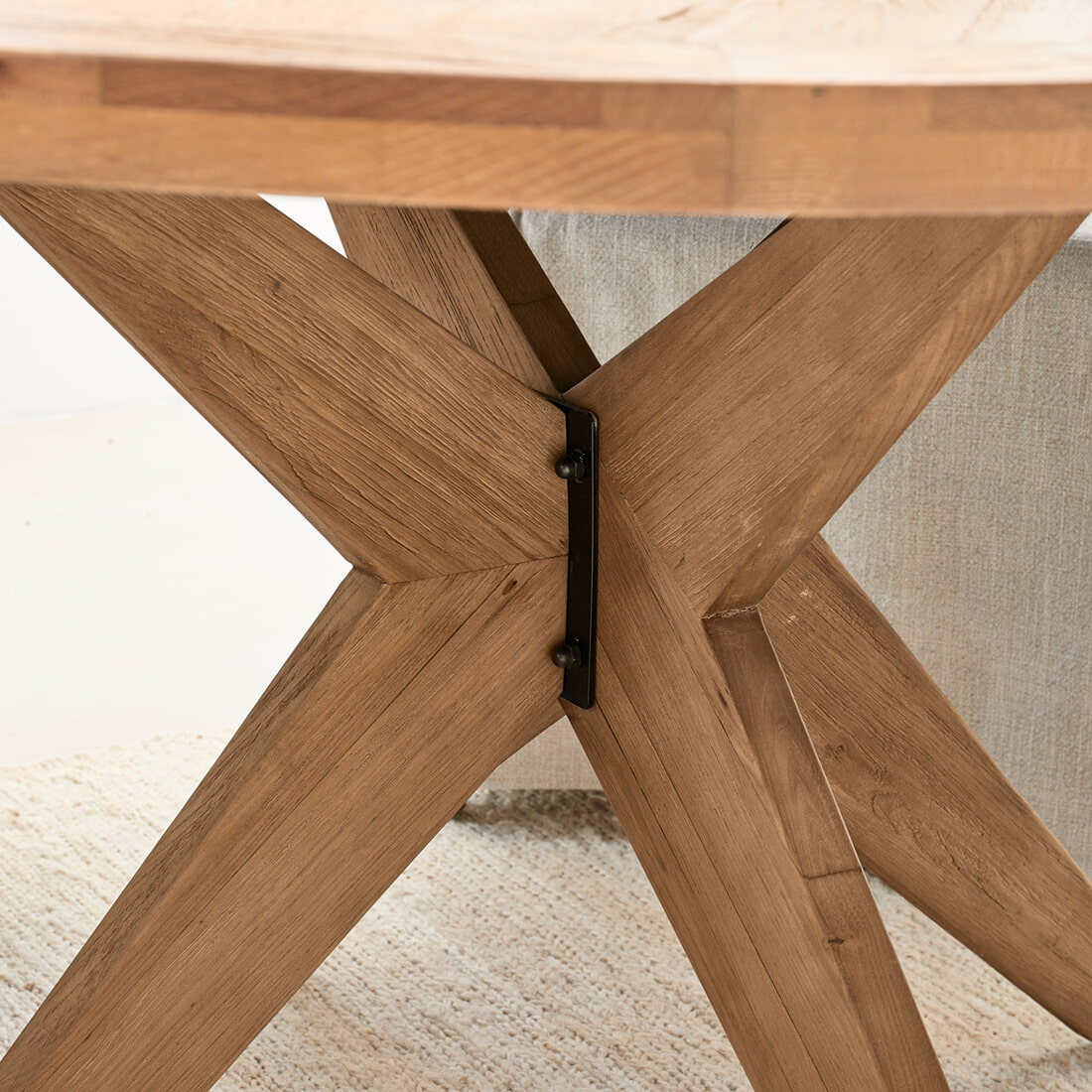 Rivièra Maison Ronde Eettafel 'Portland' Eikenhout, 150 cm, kleur Bruin