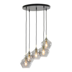 Light & Living Hanglamp 'Rakel' 5-Lamps, antiek brons+smoke