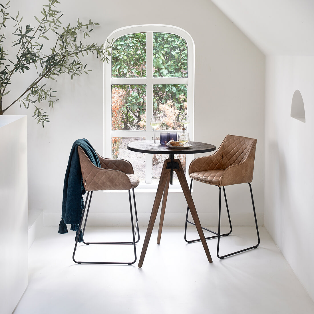 Rivièra Maison Barstoel 'Frisco Drive' Pellini, kleur Coffee