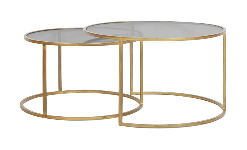 Light & Living Salontafel 'Duarte' Set van 2 stuks, kleur Goud/Smoke