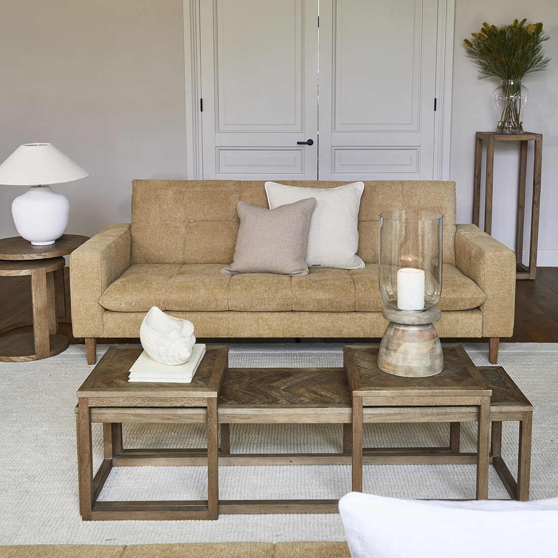 Rivièra Maison Salontafel 'Harbour Island' Eikenhout, Set van 3 stuks