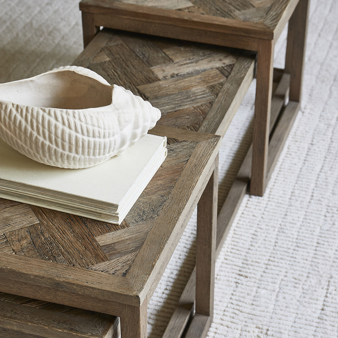 Rivièra Maison Salontafel 'Harbour Island' Eikenhout, Set van 3 stuks