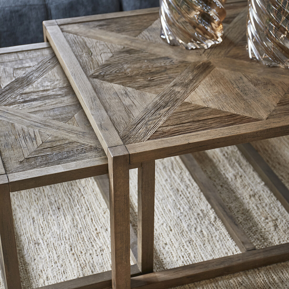 Rivièra Maison Salontafel 'Romora Bay' Eikenhout, Set van 3 stuks