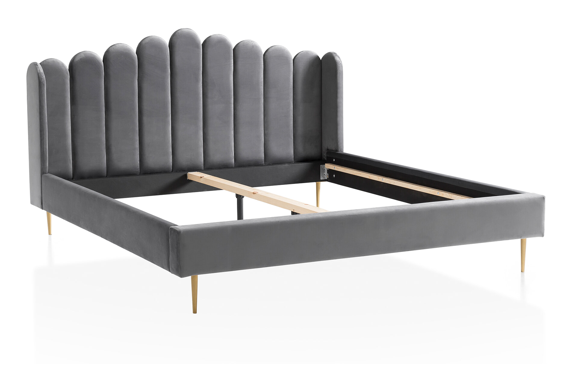 Artistiq Bed 'Harrell' Velvet, 140 x 200cm, kleur Grijs