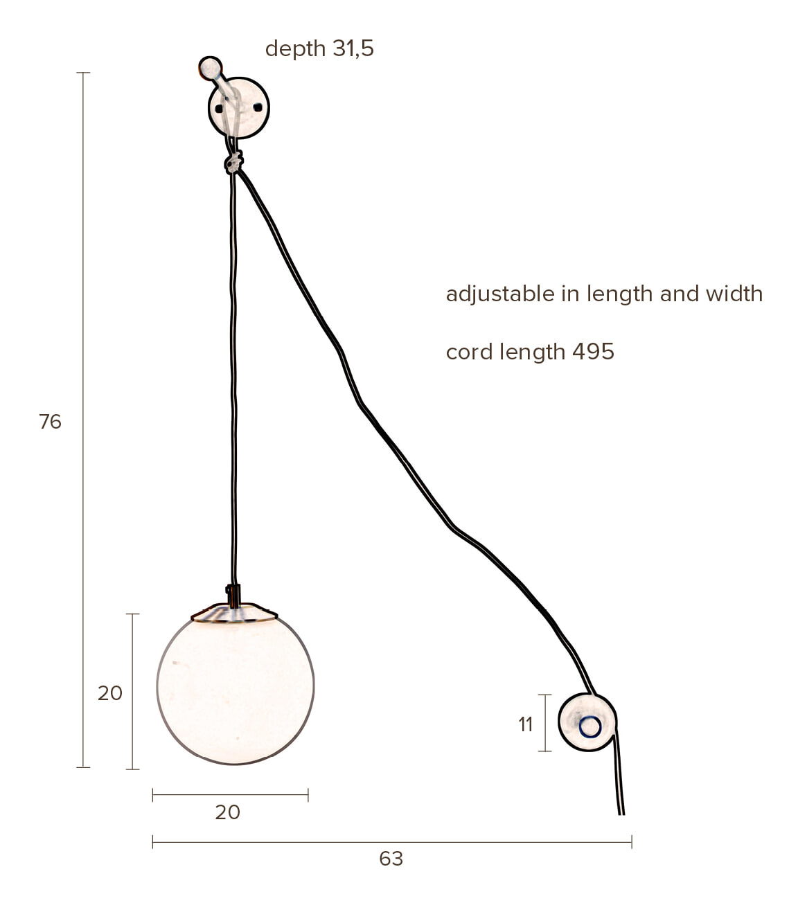 Dutchbone Wandlamp 'Bulan' 76cm