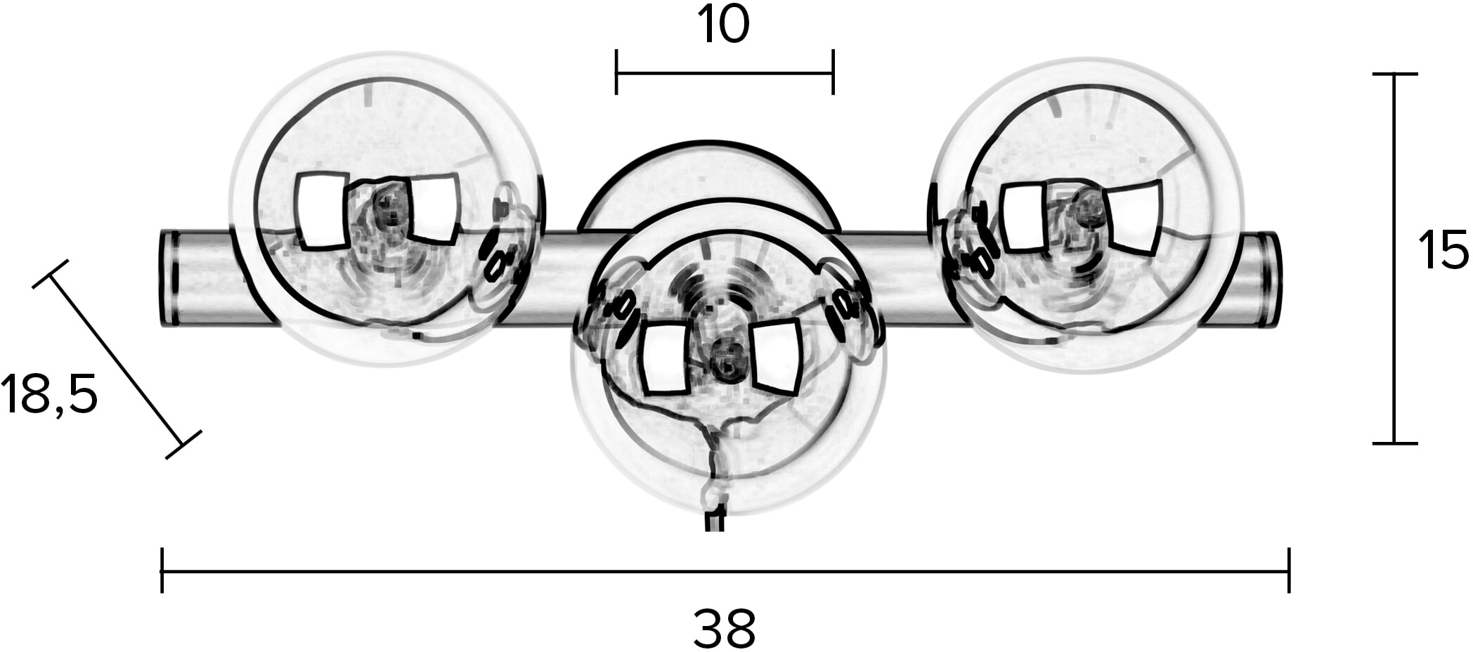 ZILT Wandlamp 'Monique' 3-lamps, kleur Wit