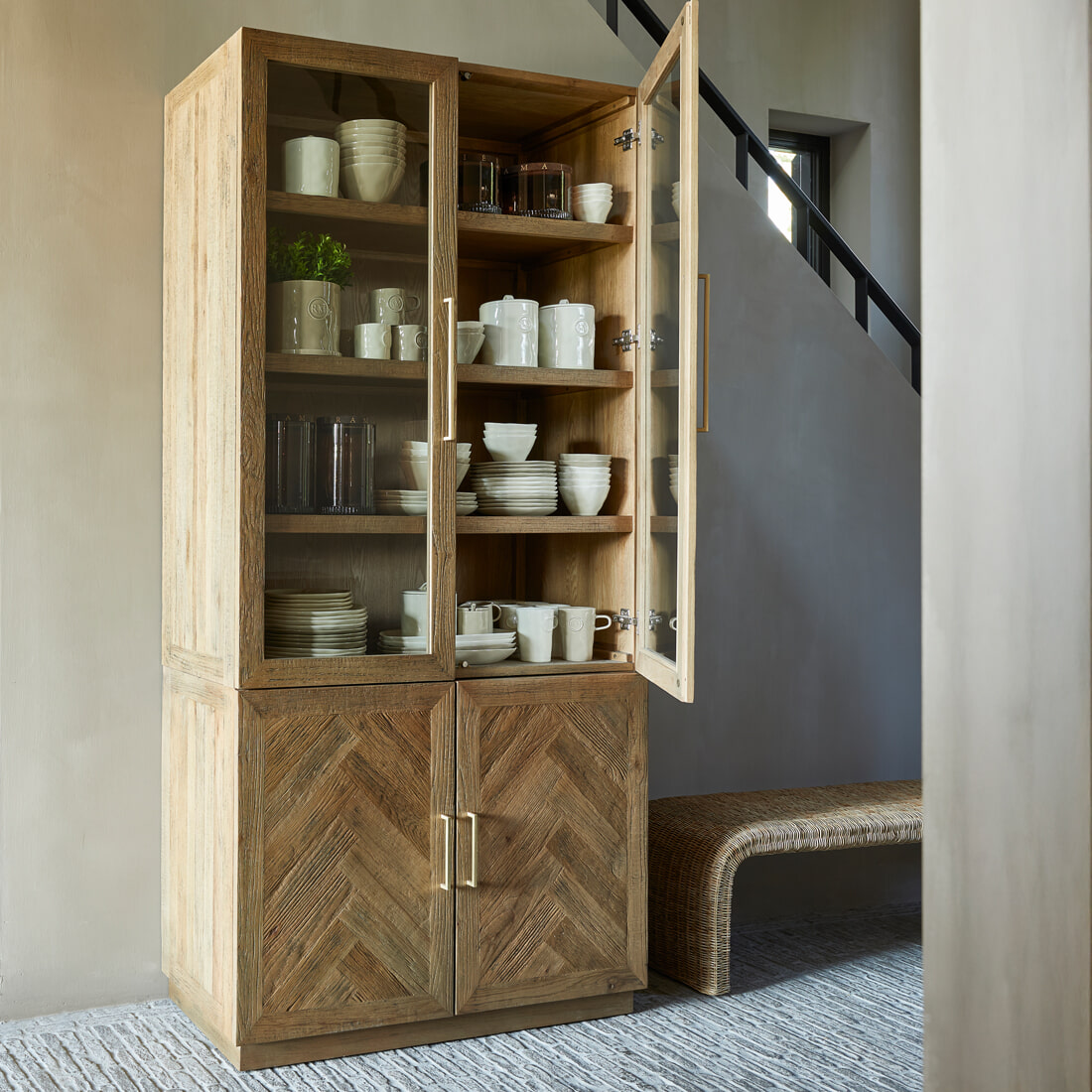 Rivièra Maison Buffetkast 'Riverside' Eikenhout en glas, 230 x 110cm