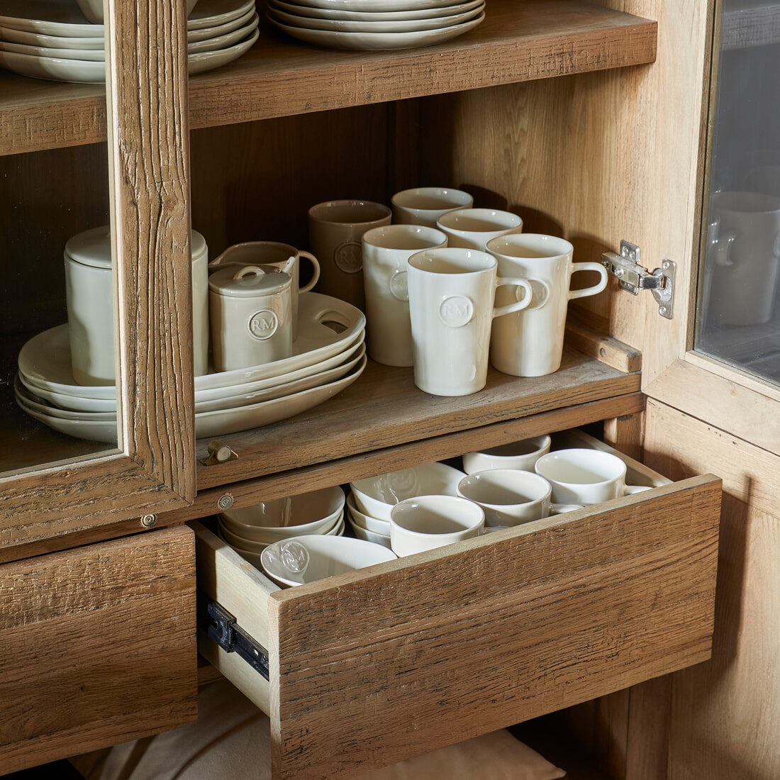 Rivièra Maison Buffetkast 'Riverside' Eikenhout en glas, 230 x 110cm