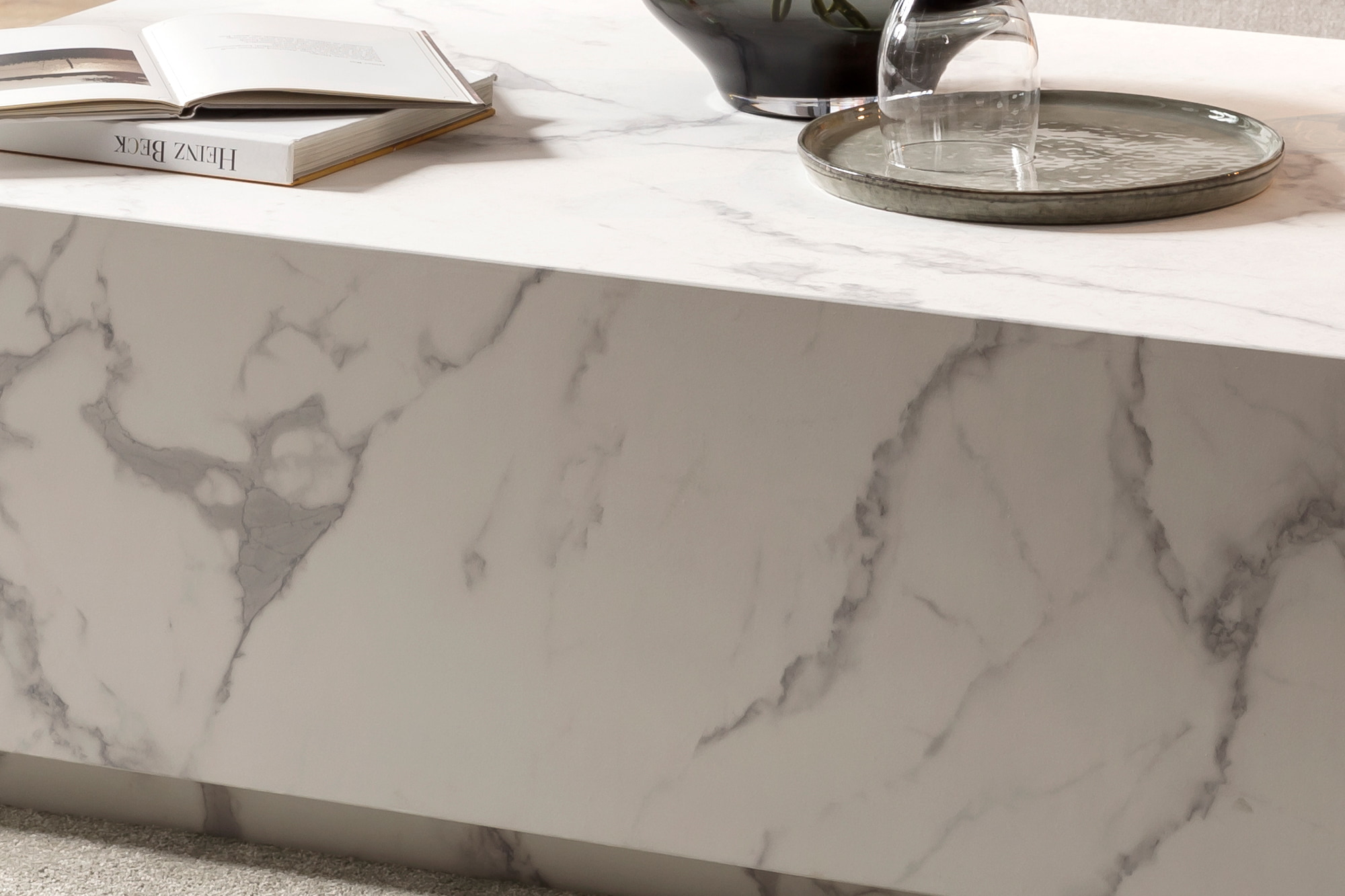 Artistiq Salontafel 'Marlenne' Marmerlook, 120 x 75cm, kleur Wit