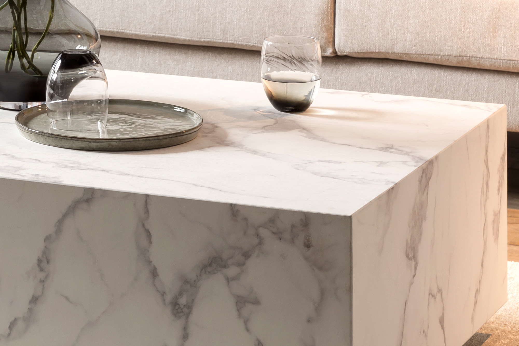 Artistiq Salontafel 'Marlenne' Marmerlook, 120 x 75cm, kleur Wit