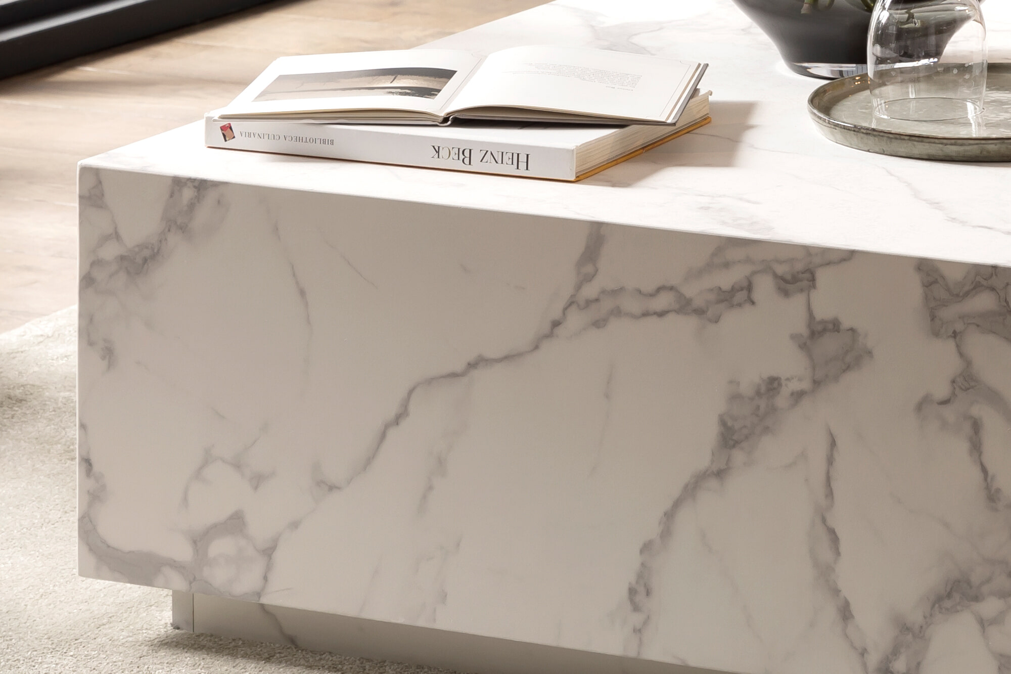 Artistiq Salontafel 'Marlenne' Marmerlook, 90 x 90cm, kleur Wit