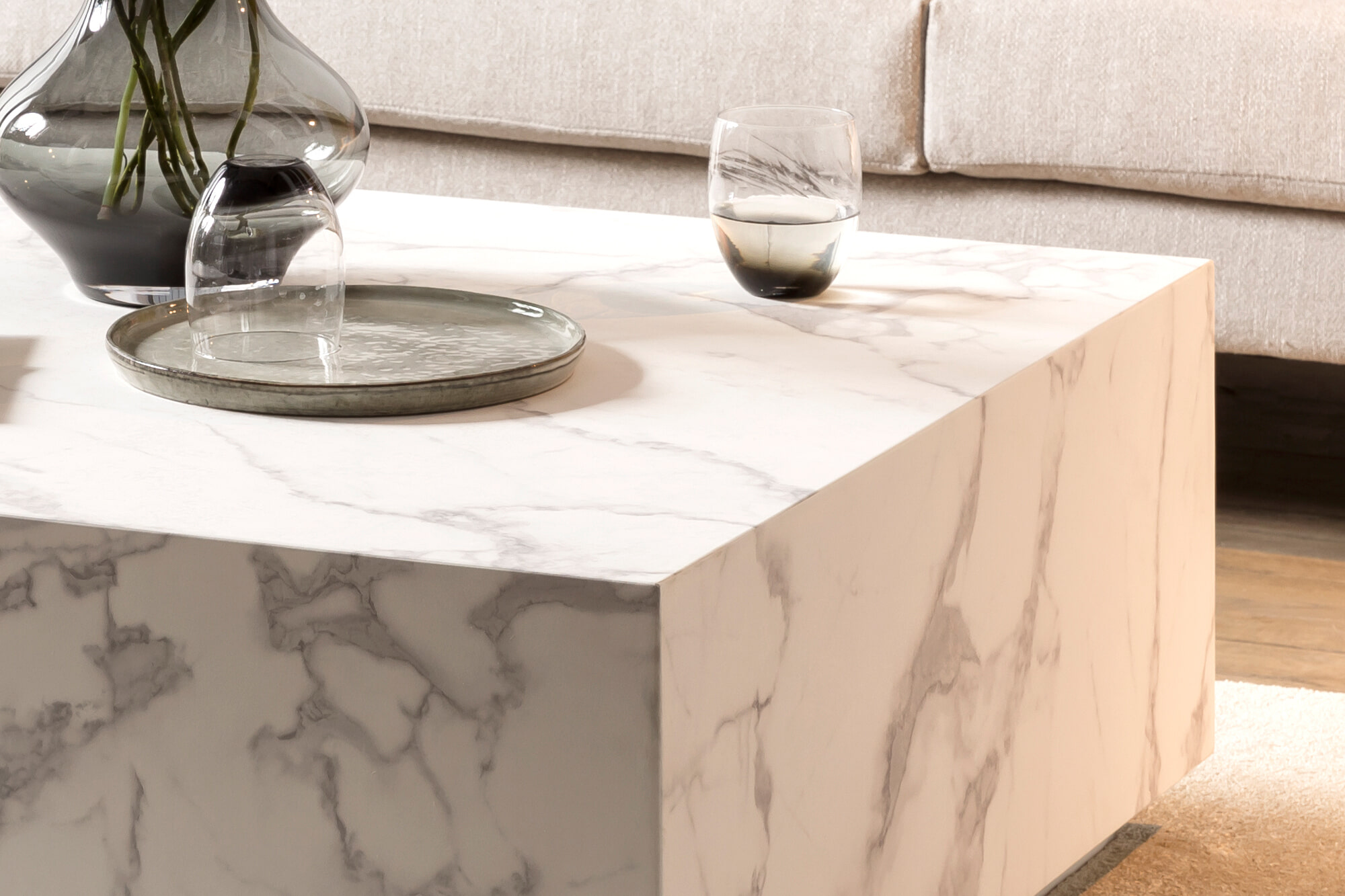 Artistiq Salontafel 'Marlenne' Marmerlook, 90 x 90cm, kleur Wit