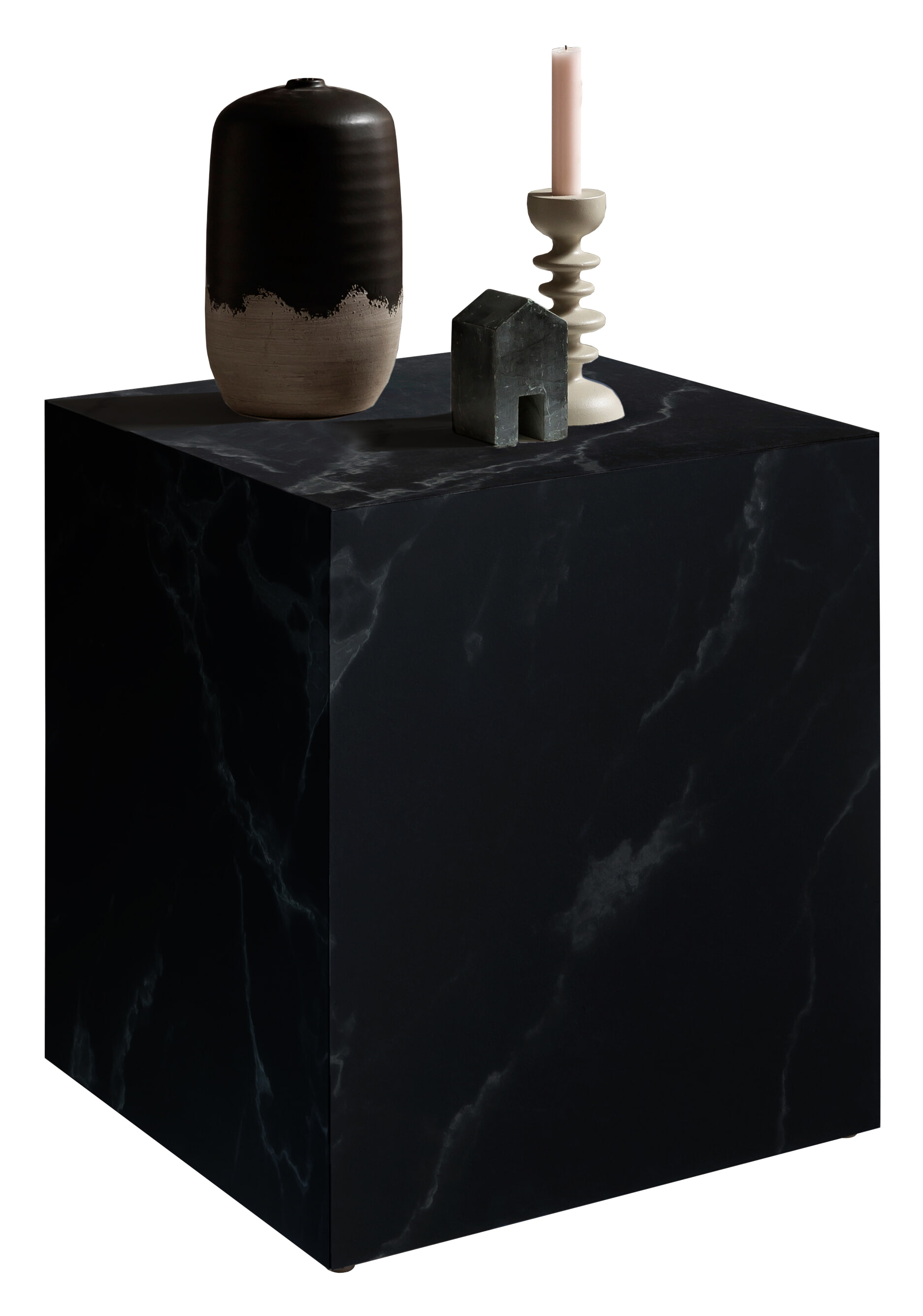 Artistiq Bijzettafel 'Marlenne' Marmerlook, 45 x 45cm, kleur Zwart