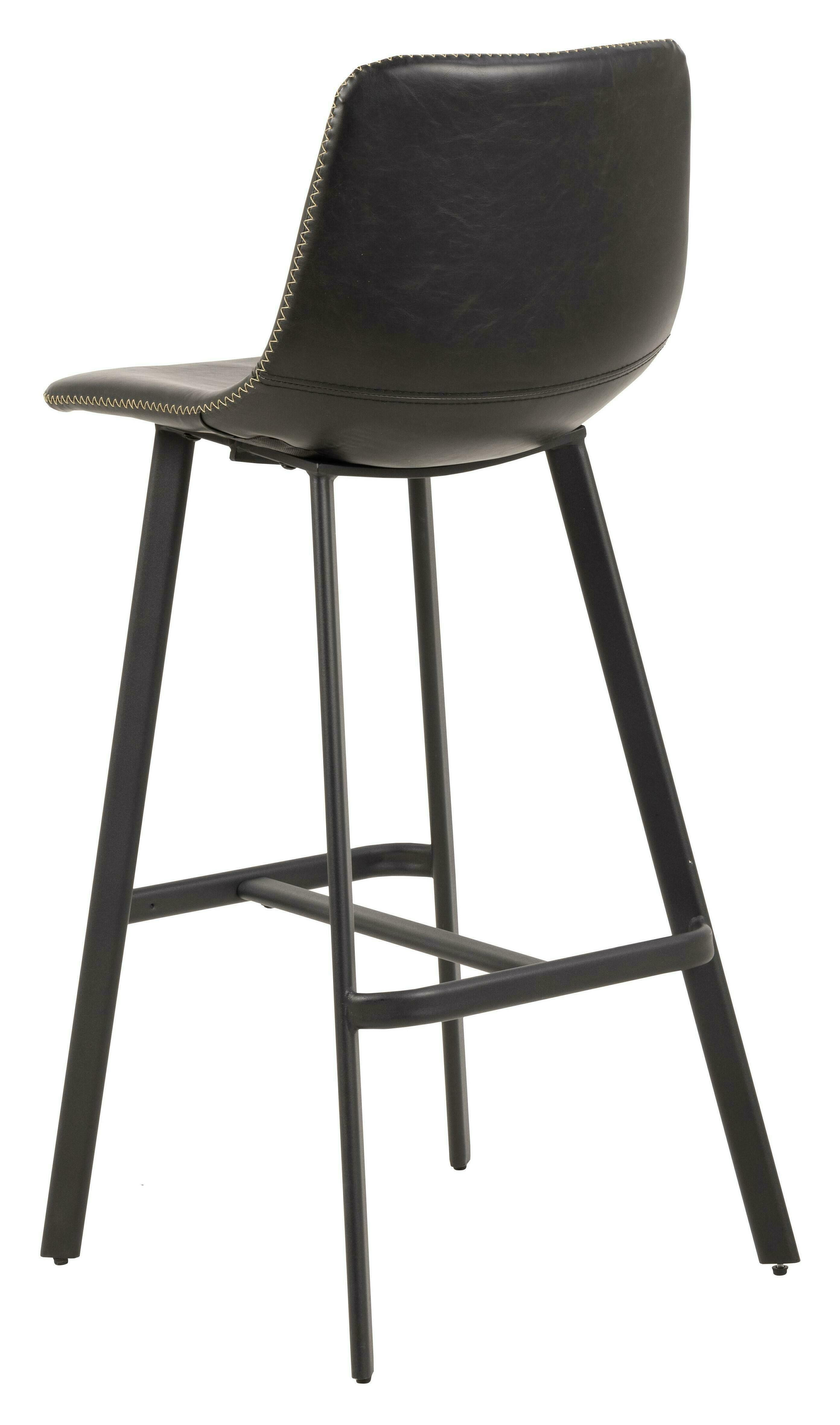 Bendt Barkruk 'Xanthe' PU, kleur Zwart (zithoogte 76.5cm)