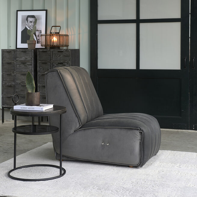 Rivièra Maison Fauteuil 'Monterey' Leather, kleur Charcoal