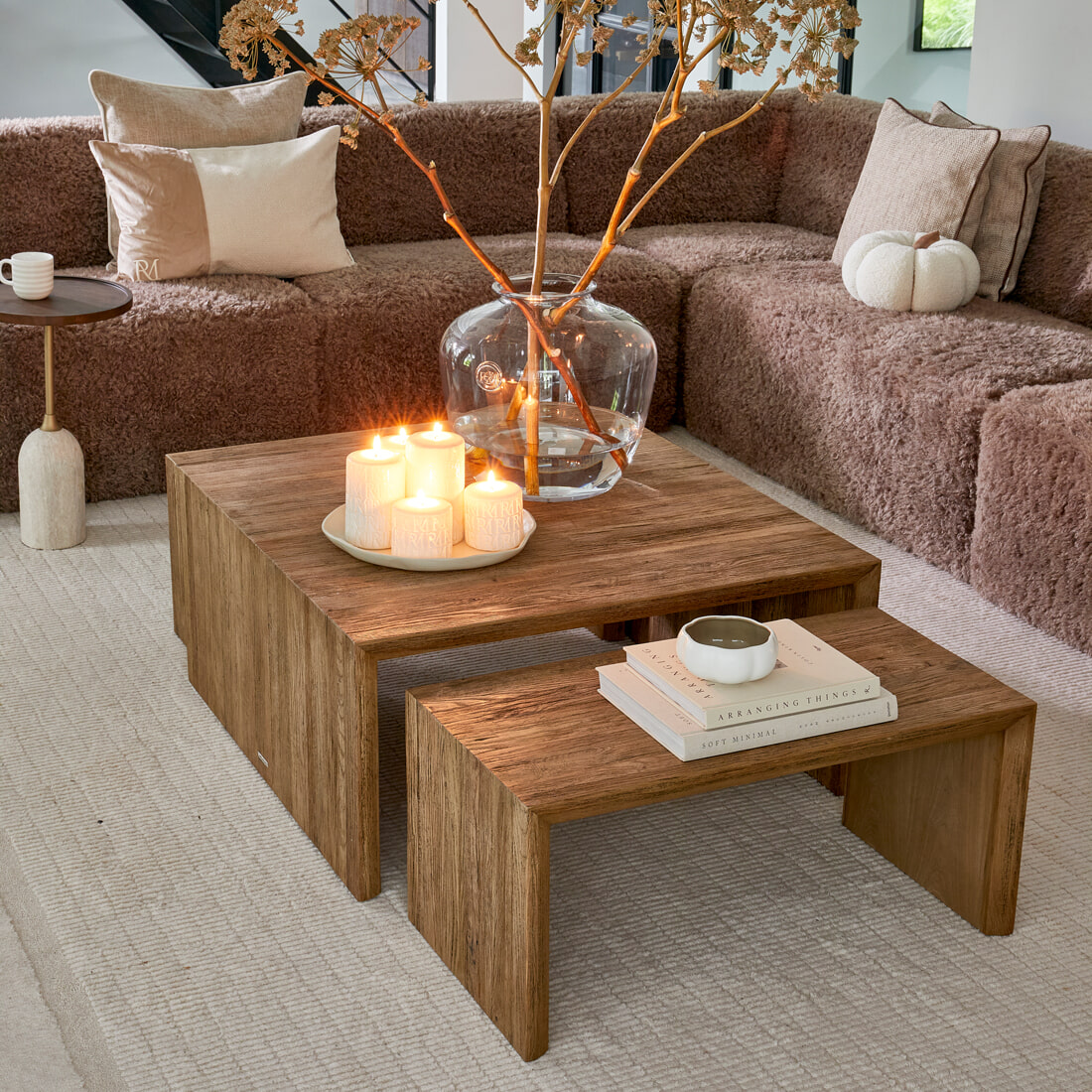 Rivièra Maison Salontafel 'Sant Mateu' Eikenhout, Set van 3 stuks