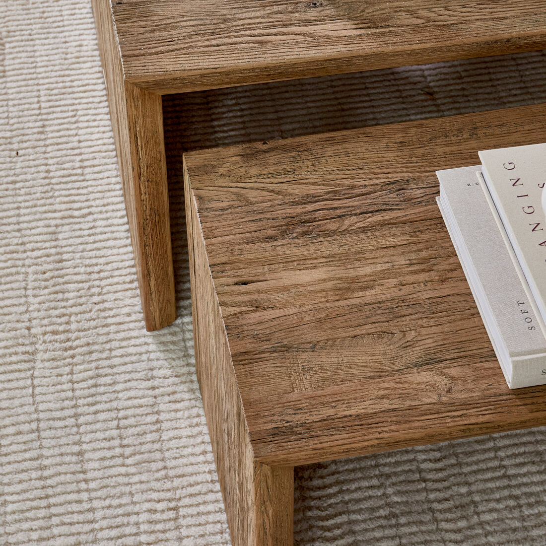 Rivièra Maison Salontafel 'Sant Mateu' Eikenhout, Set van 3 stuks