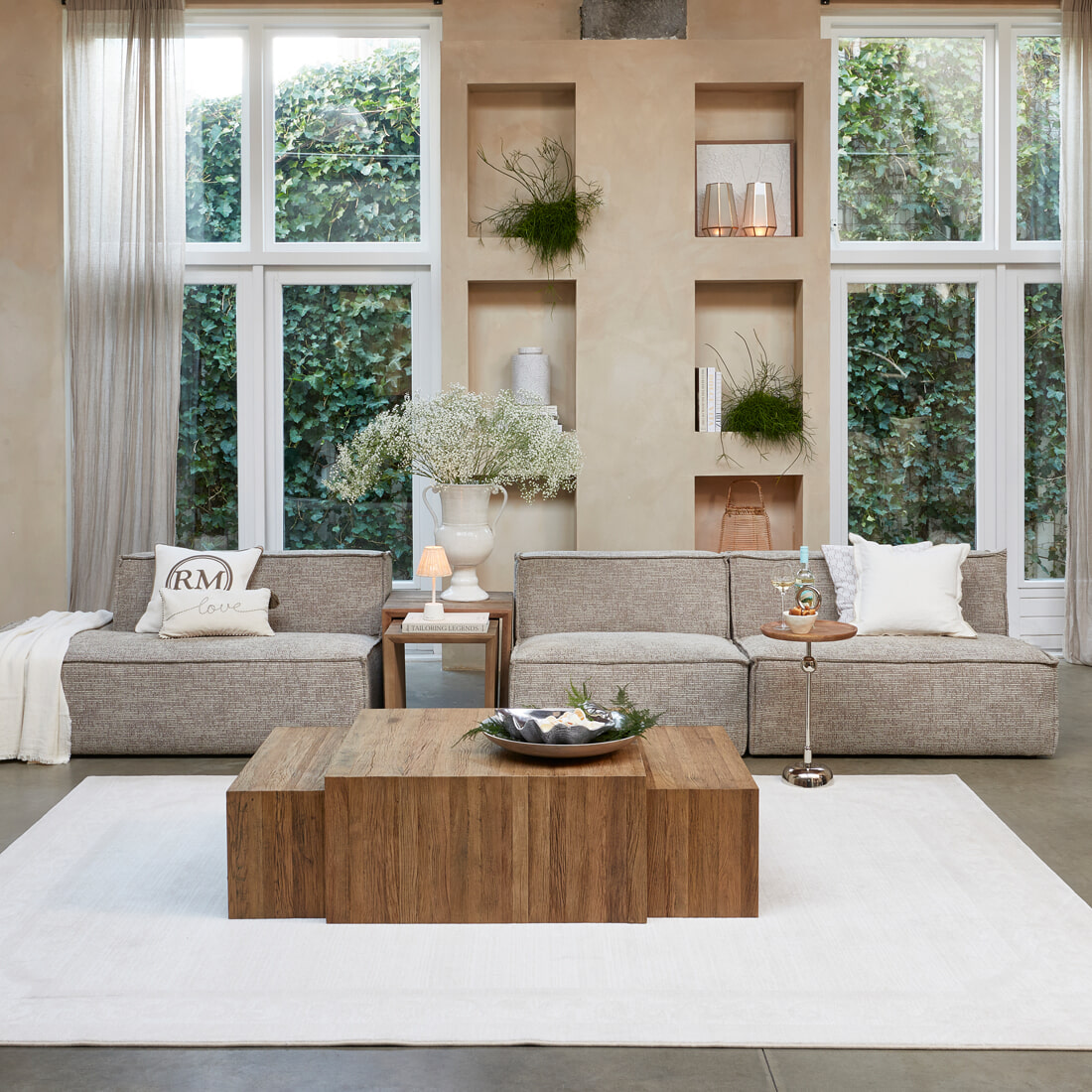 Rivièra Maison Salontafel 'Sant Mateu' Eikenhout, Set van 3 stuks