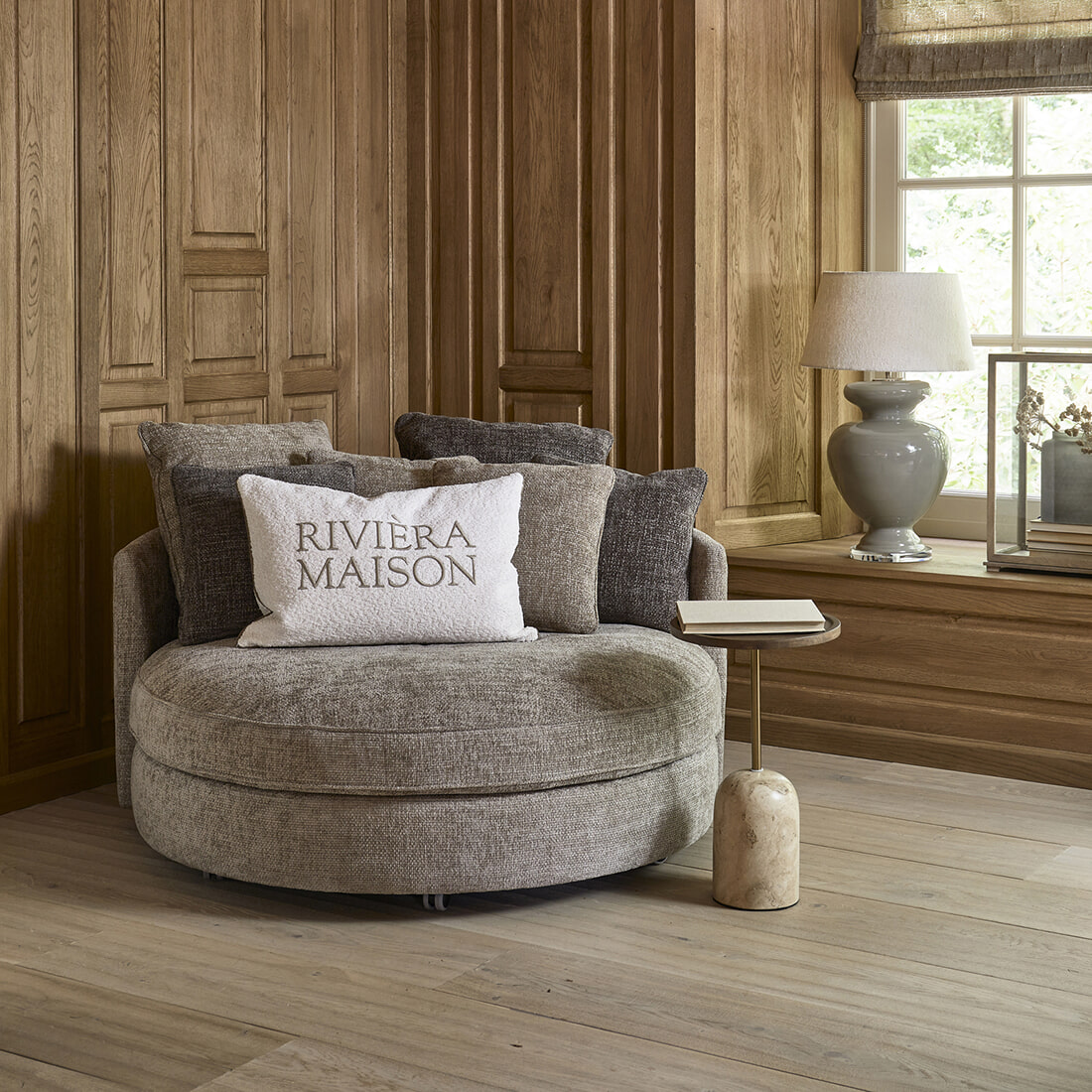 Rivièra Maison Bijzettafel 'Malibu' Travertin en mangohout, 35cm