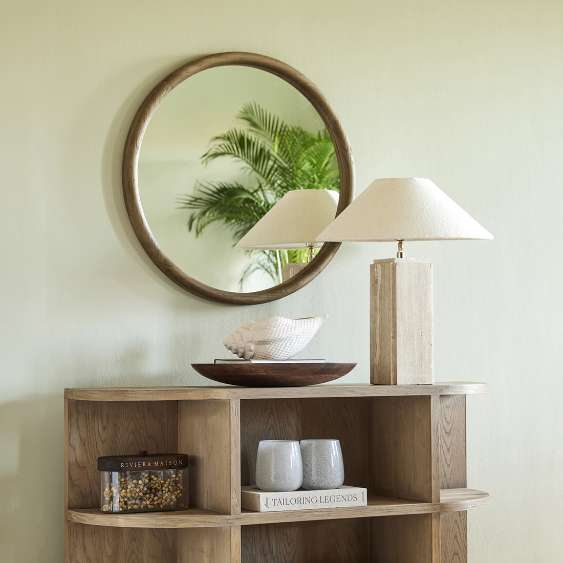 Rivièra Maison Ronde Spiegel 'Isola' Iepenhout, 80cm