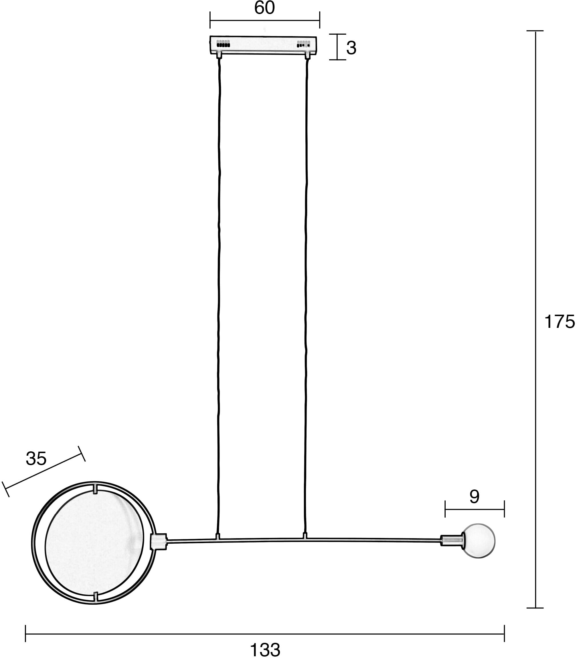 Zuiver Hanglamp 'Sirius' 133cm breed, kleur Zwart/Goud