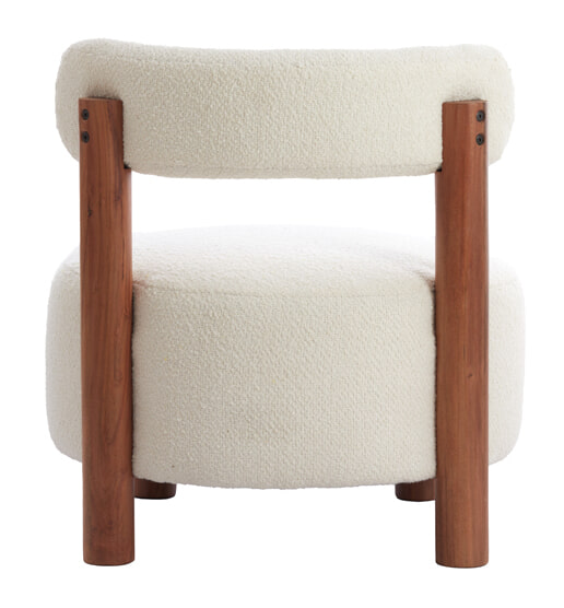 Light & Living Fauteuil 'Ferentino' Acaciahout en Bouclé, kleur Crème