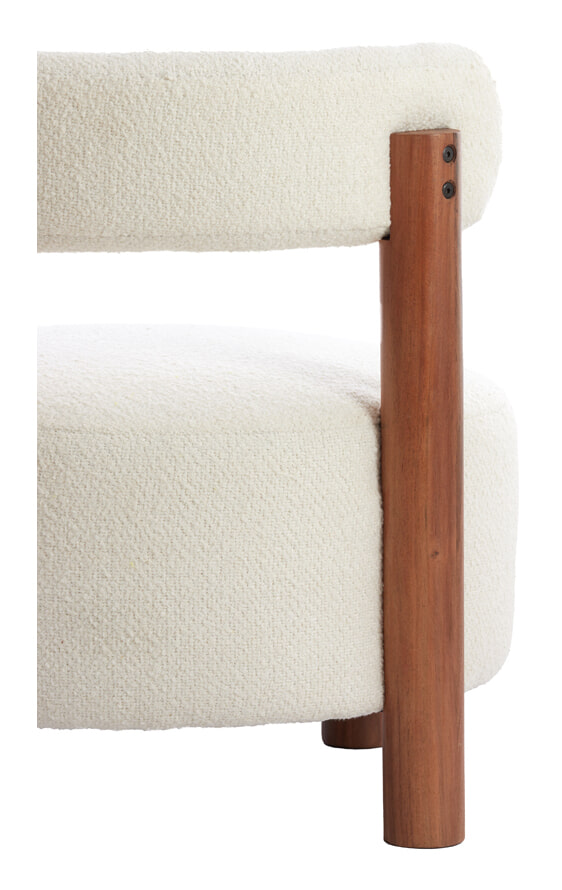Light & Living Fauteuil 'Ferentino' Acaciahout en Bouclé, kleur Crème