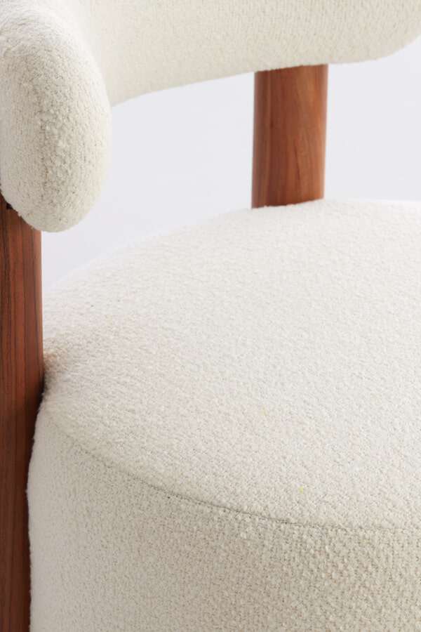 Light & Living Fauteuil 'Ferentino' Acaciahout en Bouclé, kleur Crème