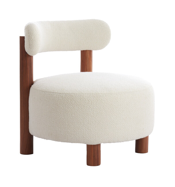 Light & Living Fauteuil 'Ferentino' Acaciahout en Bouclé, kleur Crème