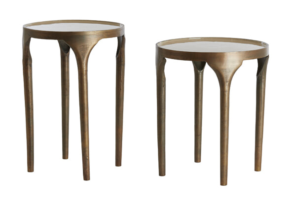 Light & Living Bijzettafel 'Lapaz' Set van 2 stuks, kleur Antiek Brons/Taupe