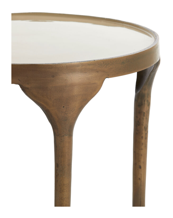 Light & Living Bijzettafel 'Lapaz' Set van 2 stuks, kleur Antiek Brons/Taupe