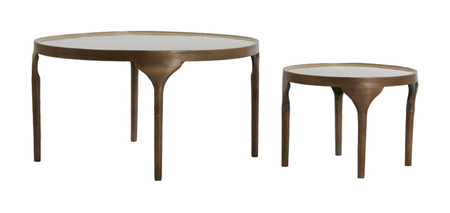 Light & Living Salontafel 'Lapaz' Set van 2 stuks, kleur Antiek Brons/Taupe