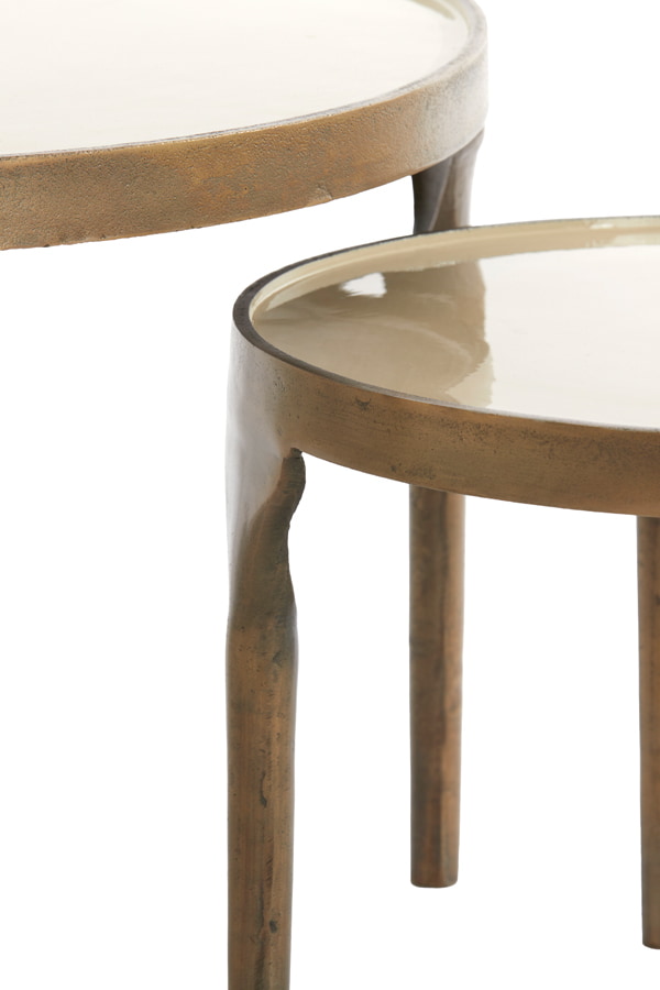 Light & Living Salontafel 'Lapaz' Set van 2 stuks, kleur Antiek Brons/Taupe
