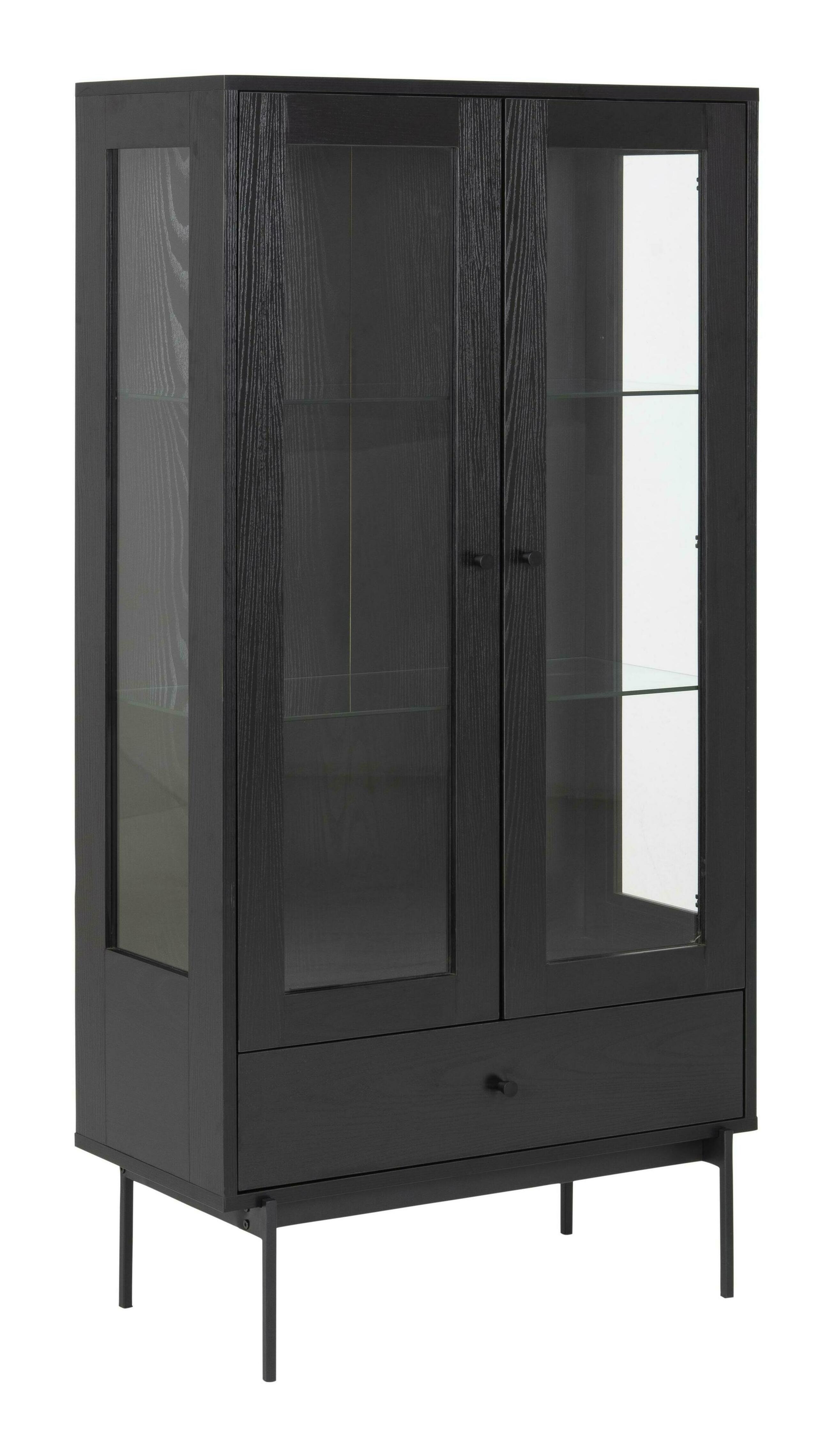 Bendt Vitrinekast 'Mick' 75 x 152cm, kleur Zwart