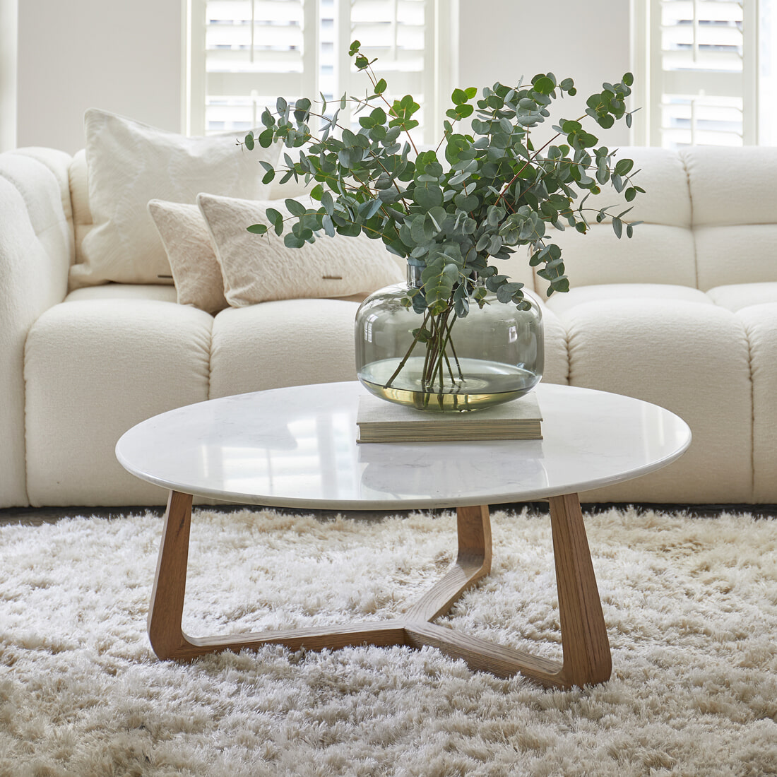Rivi?ra Maison Ronde Salontafel 'Casone' Marmer en eikenhout, 90cm