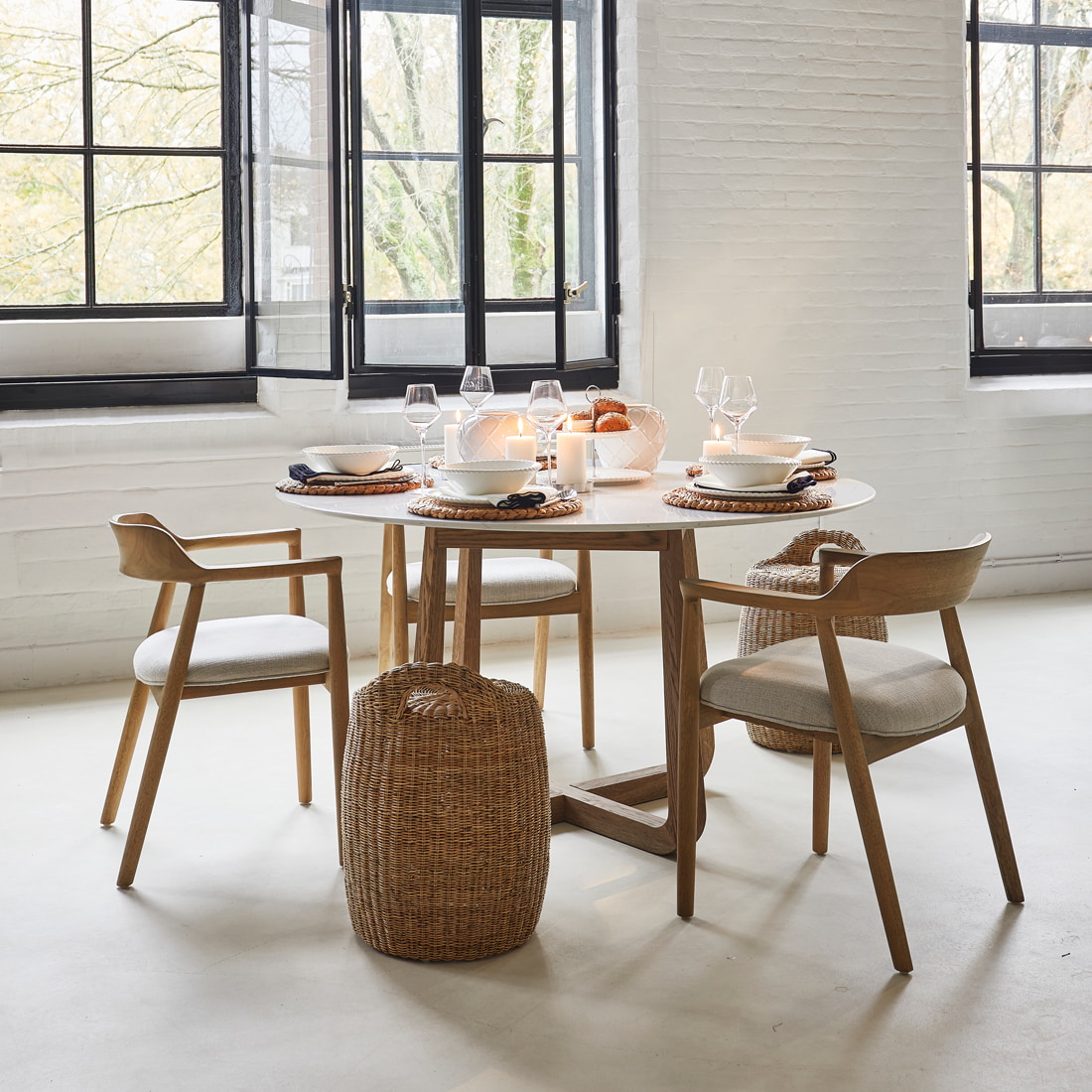 Rivièra Maison Ronde Eettafel 'Casone' Marmer en eikenhout, 140cm