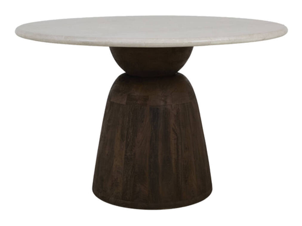 Light & Living Ronde Eettafel Soy Marmerlook & Mangohout, Ø120cm - Bruin