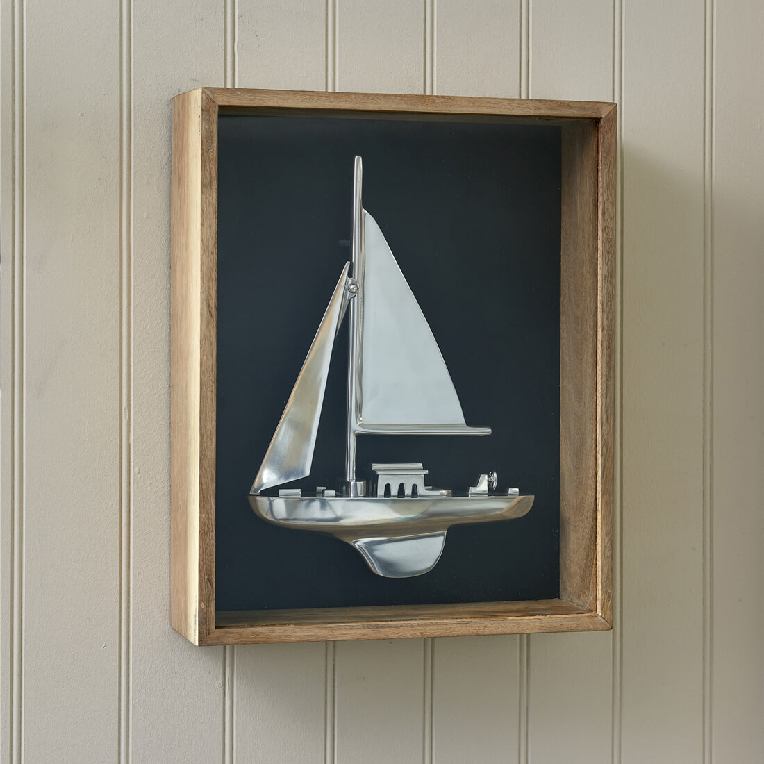 Rivièra Maison Wanddecoratie Sail Away Boat In Box 50 x 40cm - Zilver