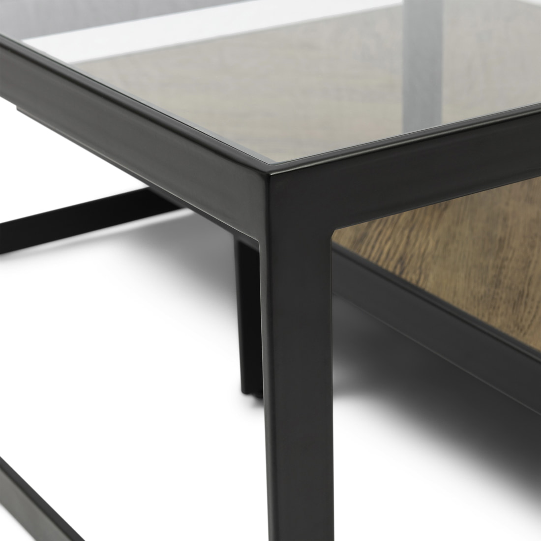 Rivièra Maison Salontafel 'Graydon' Glas en Eikenhout, 90 x 90cm