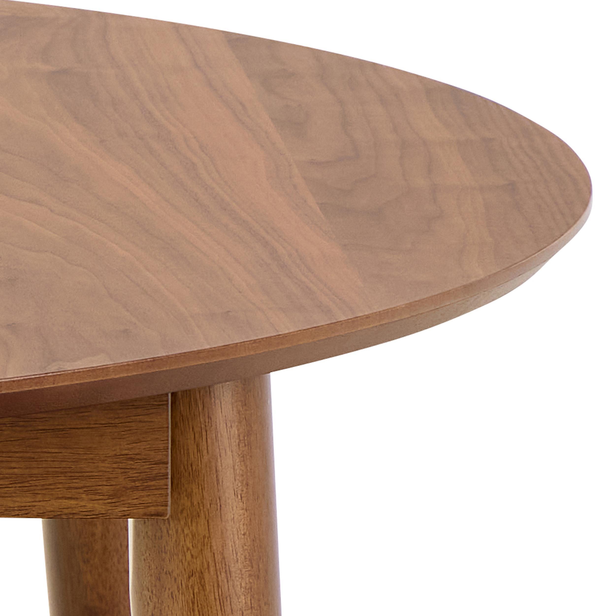 Bendt Uitschuifbare Ronde Eettafel 'Montreux' Walnoot, 115-154 x 115cm, kleur Bruin