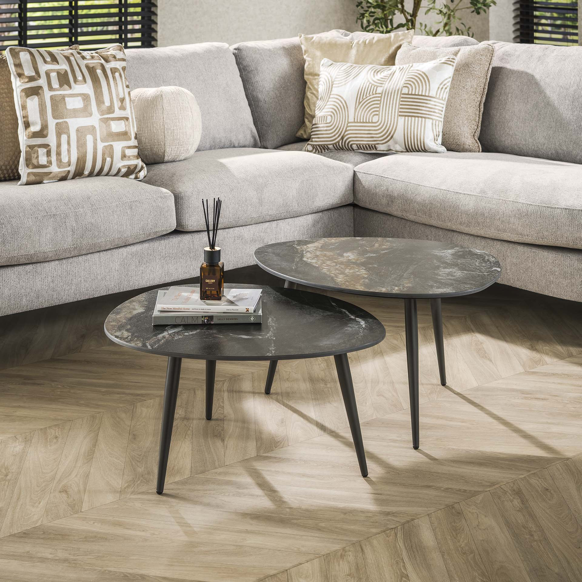 LifestyleFurn Organische Salontafel 'Antar' Keramiek, Set van 2 stuks