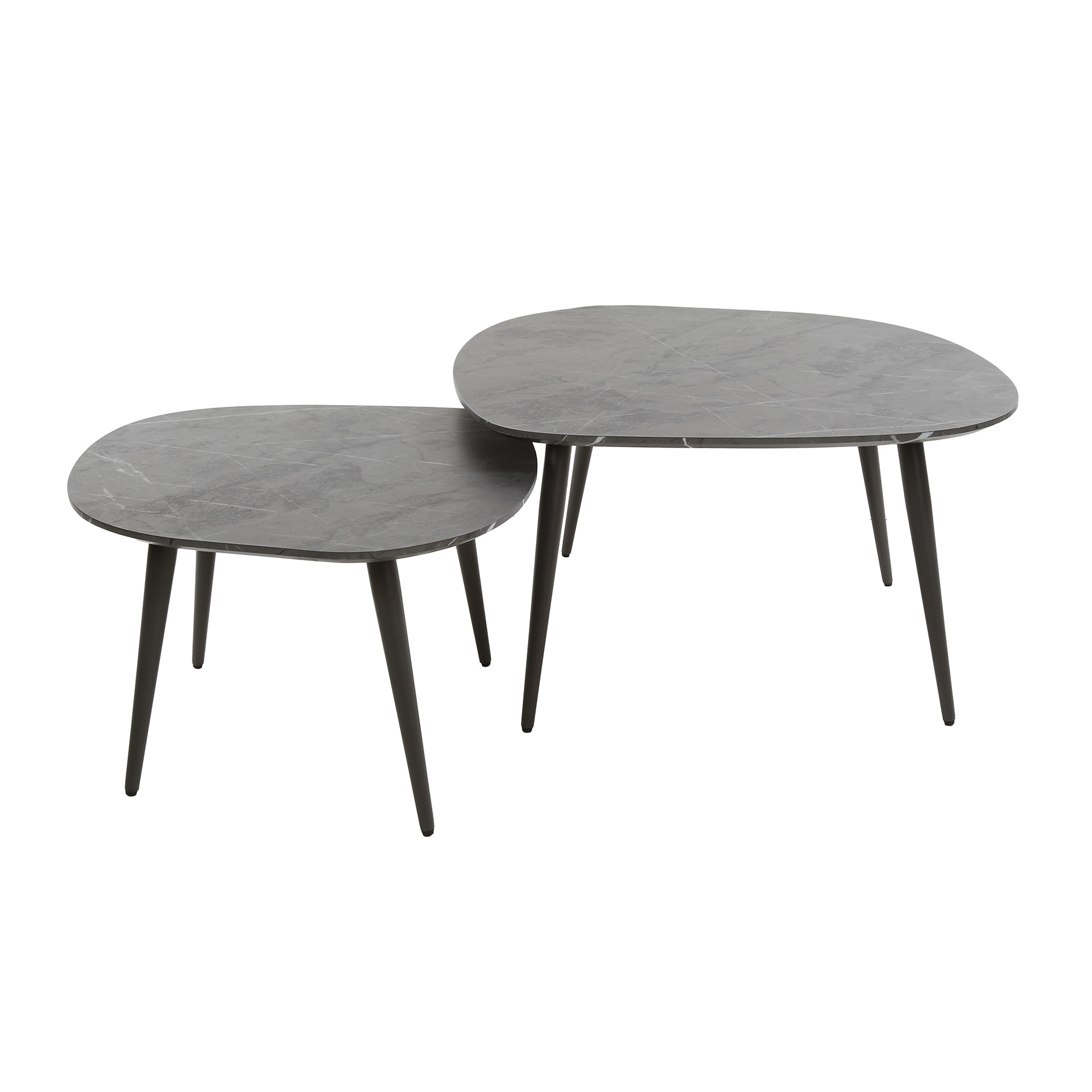 LifestyleFurn Organische Salontafel 'Kora' Set van 2 stuks, Keramiek look