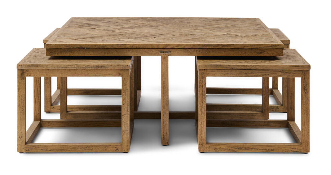 Rivièra Maison Salontafel 'Harbour Island' Eikenhout, Set van 5 stuks