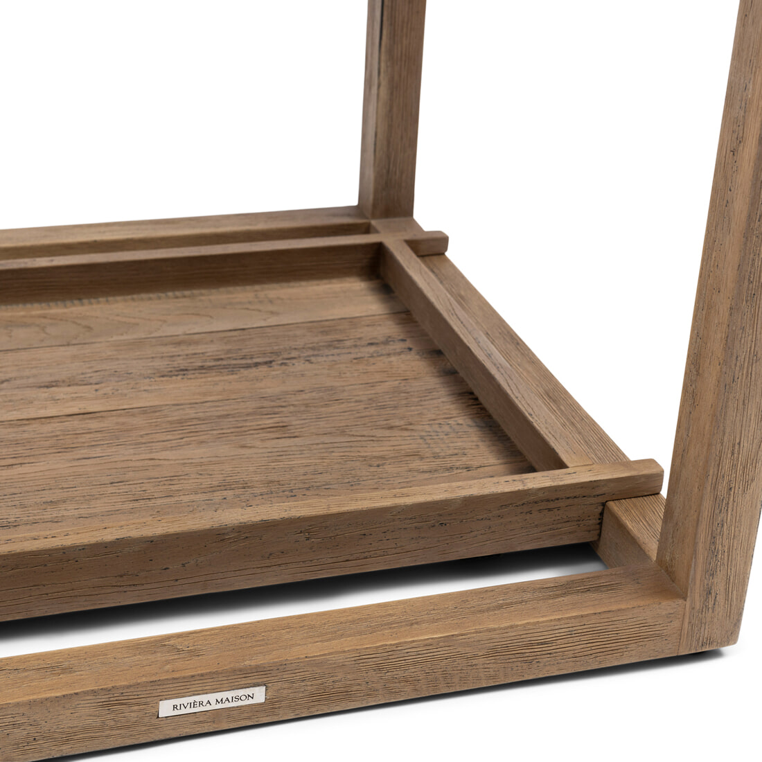 Rivièra Maison Bijzettafel 'Fraser Island' Met dienblad, Eikenhout, 55 x 55cm