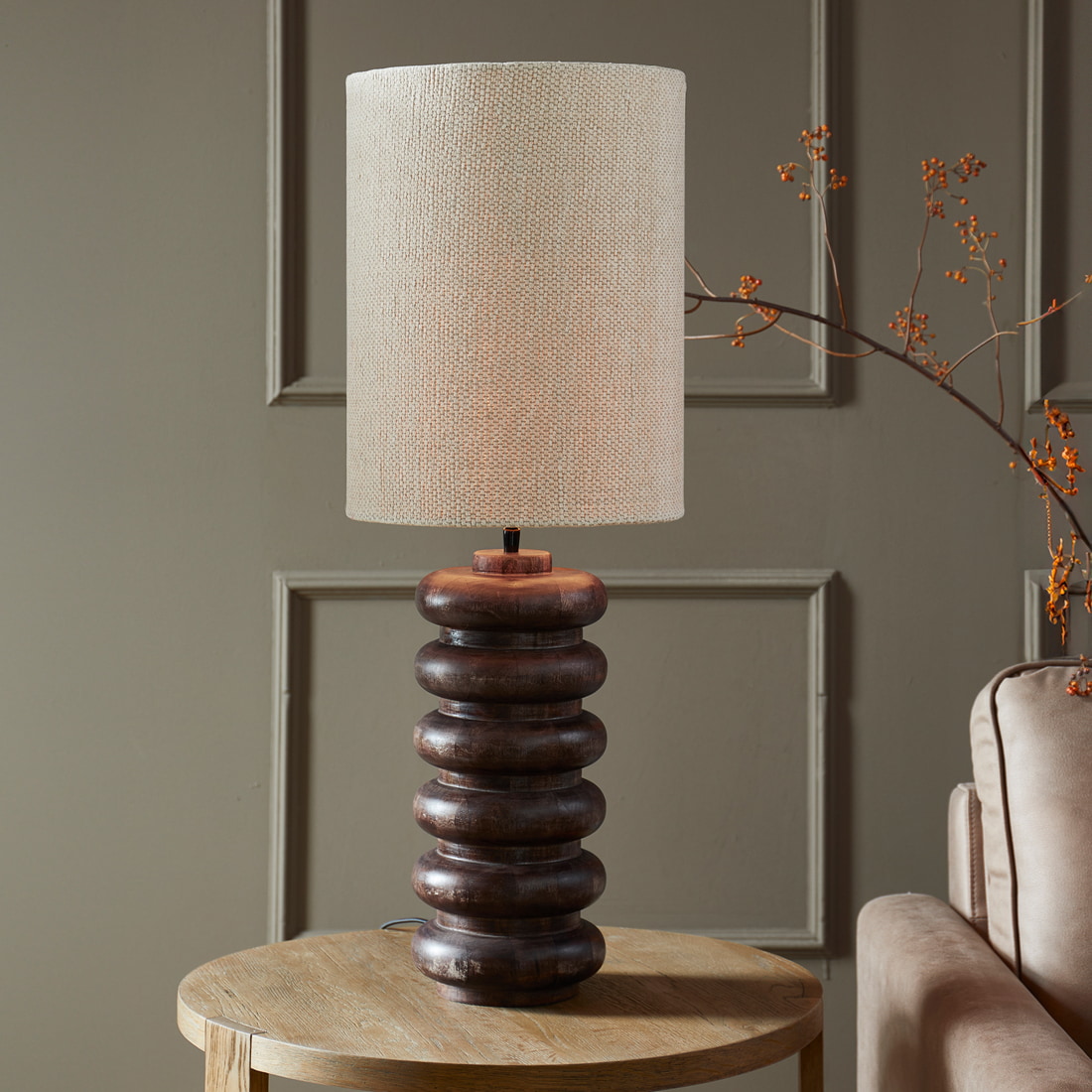 Rivièra Maison Tafellamp 'Bangli' Mangohout, 50cm (excl. kap)