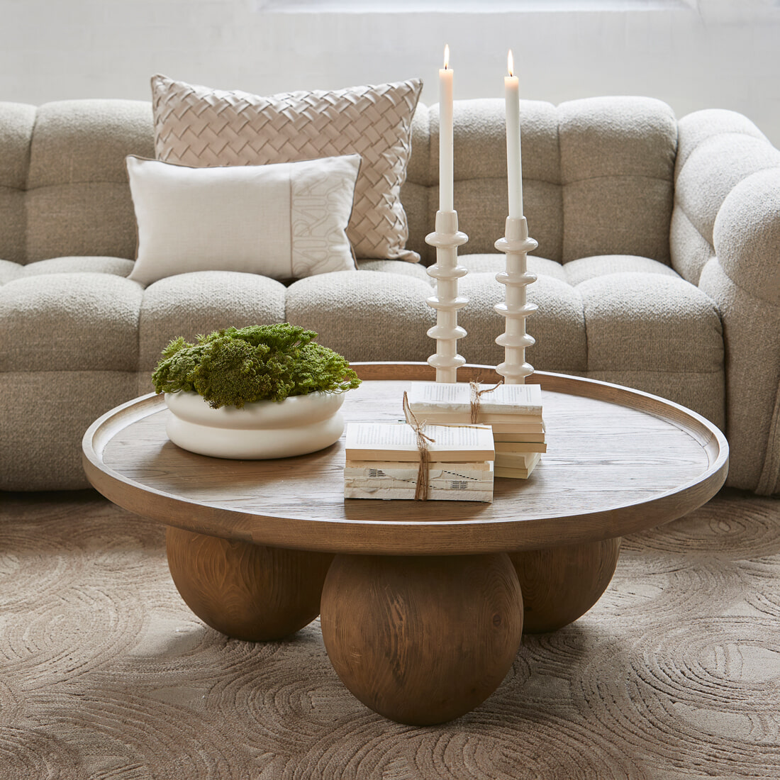 Rivièra Maison Ronde Salontafel Rockefeller Eikenhout, 100cm - Bruin